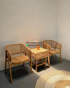 Set Kursi Teras Minimalis Retro Kayu Jati Kombinasi Ayaman Rotan Finishing Natural HMJ-SKATRS 16 - Image 3