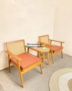 Set Kursi Teras Minimalis Kayu Jati Kombinasi Ayaman Rotan Finishing Natural HMJ-SKATRS 17 - Image 3
