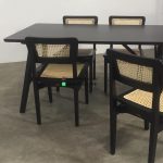 Set Kursi Makan Minimalis dan Modern Design Retro Kayu Jati x Rotan Anyaman Finishing Black Duco  HMJ-SKMKN 38 - Image 2
