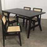 Set Kursi Makan Minimalis dan Modern Design Retro Kayu Jati x Rotan Anyaman Finishing Black Duco  HMJ-SKMKN 38 - Image 3