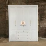 Furniture Almari Pakaian Lemari Baju Modern Minimalis 4 Pintu Finishing Putih Duco HMJ-LPKN 38