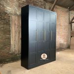 Furniture Jepara Jual Almari Pakaian Lemari Baju Modern Minimalis 4 Pintu Finishing Duco Hitam HMJ-LPKN 39 - Image 2