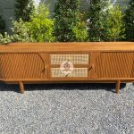 Furniture Meja TV Buffet TV Kayu Jati x Rotan Minimalis Retro Vintage HMJ-BFTV 26
