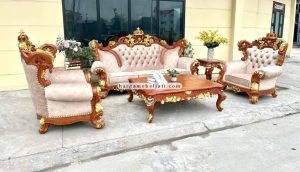 Mebel Ukiran Klasik Mewah Set Kursi Tamu Kayu Jati Ukiran Mewah HMJ-SKTMU 38
