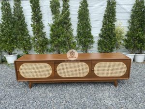 Meja TV Buffet TV Kayu Jati x Rotan Minimalis Retro Vintage HMJ-BFTV 25