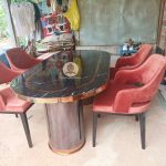 Set Kursi Makan Minimalis Mewah dan Modern Industrial Stainless Steel HMJ-SKMKN 40