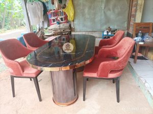 Set Kursi Makan Minimalis Mewah dan Modern Industrial Stainless Steel HMJ-SKMKN 40