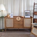 Supplier Mebel Jati Jepara Buffet Minimalis Kayu Jati Kombinasi Rotan HMJ-BUFT 40