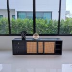 Buffet Meja TV Kayu Jati x Rotan Minimalis Modern Desain HMJ-BFTV 29