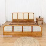 Harga Furniture Kamar Dipan Ranjang Tempat Tidur Kayu Jati Kombinasi Rotan Minimalis Modern HMJ-TTD 73 - Image 2