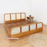 Harga Furniture Kamar Dipan Ranjang Tempat Tidur Kayu Jati Kombinasi Rotan Minimalis Modern HMJ-TTD 73 - Image 3