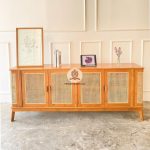 Harga Mebel Jati Jepara Buffet Minimalis Retro Kayu Jati Kombinasi Rotan HMJ-BUFT 42