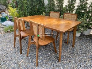 Katalog Mebel Jepara Set Kursi Makan Minimalis Kayu Jati Kombinasi Rotan HMJ-SKKN 45
