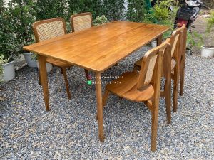 Katalog Mebel Jepara Set Kursi Makan Minimalis Kayu Jati Kombinasi Rotan HMJ-SKKN 45 - Image 2