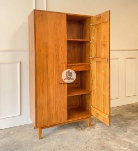 Pengrajin Furniture Almari Pakaian Retro Pintu 2 Kayu Jati Natural HMJ-LPKN 40 - Image 2