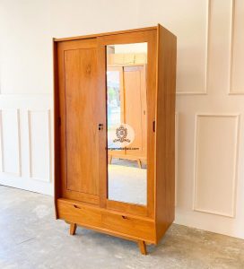 Pengrajin Furniture Lemari Baju Retro Pintu 2 Kayu Jati Natural HMJ-LPKN 41 - Image 3