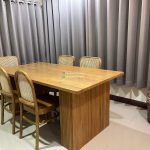 Set Kursi Makan Meja Custom Minimalis Kayu Jati Kombinasi Rotan HMJ-SKMKN 44